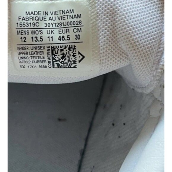 Converse All Star White Leather Men’s Size 12 Chuck Taylors - Picture 5 of 12